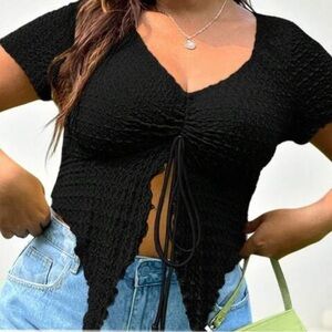 SHEIN Black Textured Crop Top